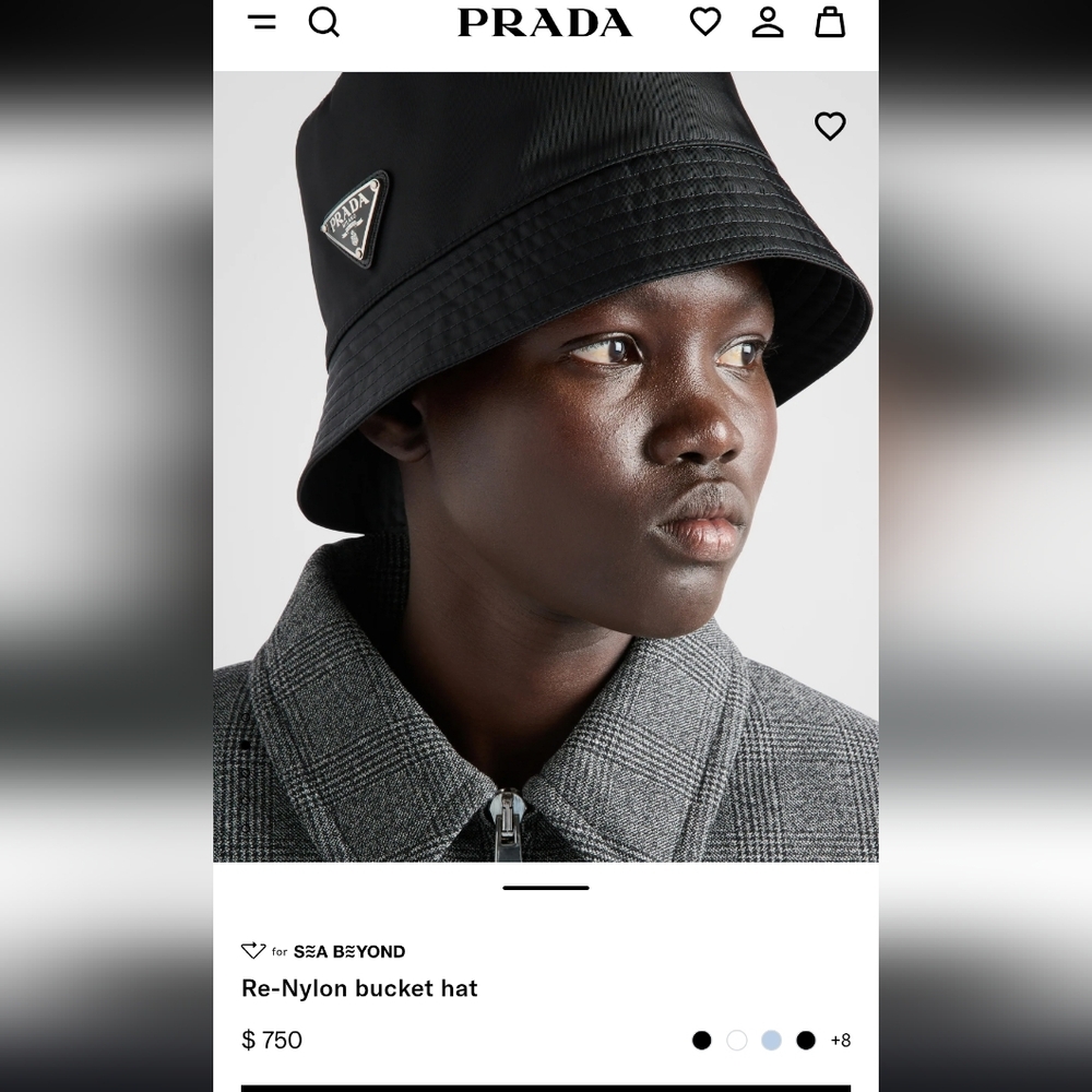 Prada Black Logo Triangle Bucket Hat - Picture 5 of 10